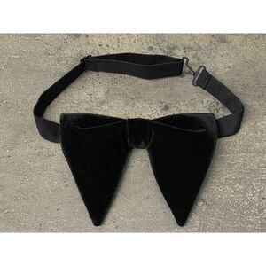 Handmade Black Velvet Bow tie Vintage style 70`s Bowtie Pre-tied Adjustable‎